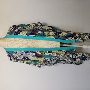 Do Everything In Love Women's Tropical Print Open Front Kimono Cardigan Beach